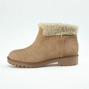 Jack Rogers Booties Sophie Suede Sherpa Womens 7.5 Oak Tan Ankle Boots Cozy